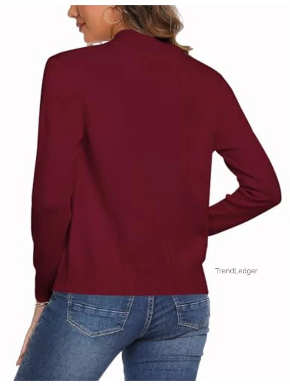 Women's Long Sleeve Knit Zip Up Cardigan Sweater Lightweight Cropped Jacket
